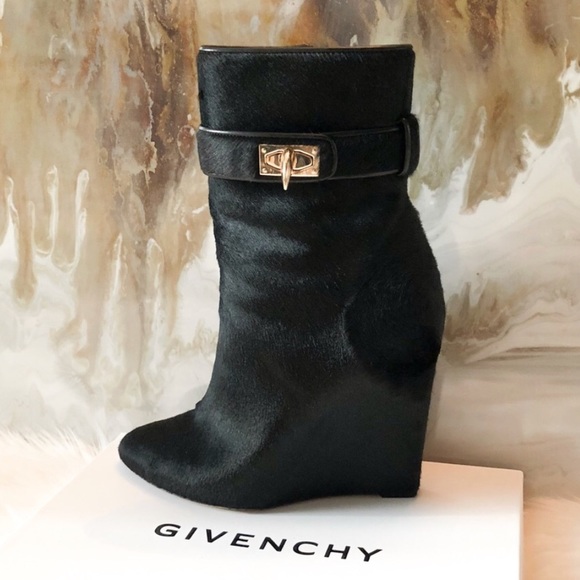 Givenchy Shoes - SOLDGivenchy Shark Ponyhair Black Wedge Booties 39